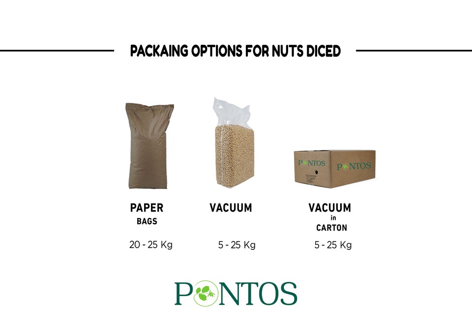 Packaing options for nuts diced